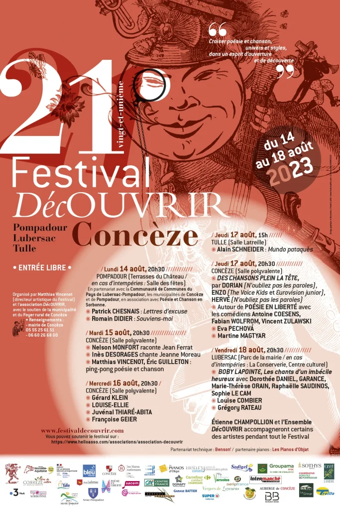 Programme of the Festival Dec'Ouvrir - Concèze - Corrèze