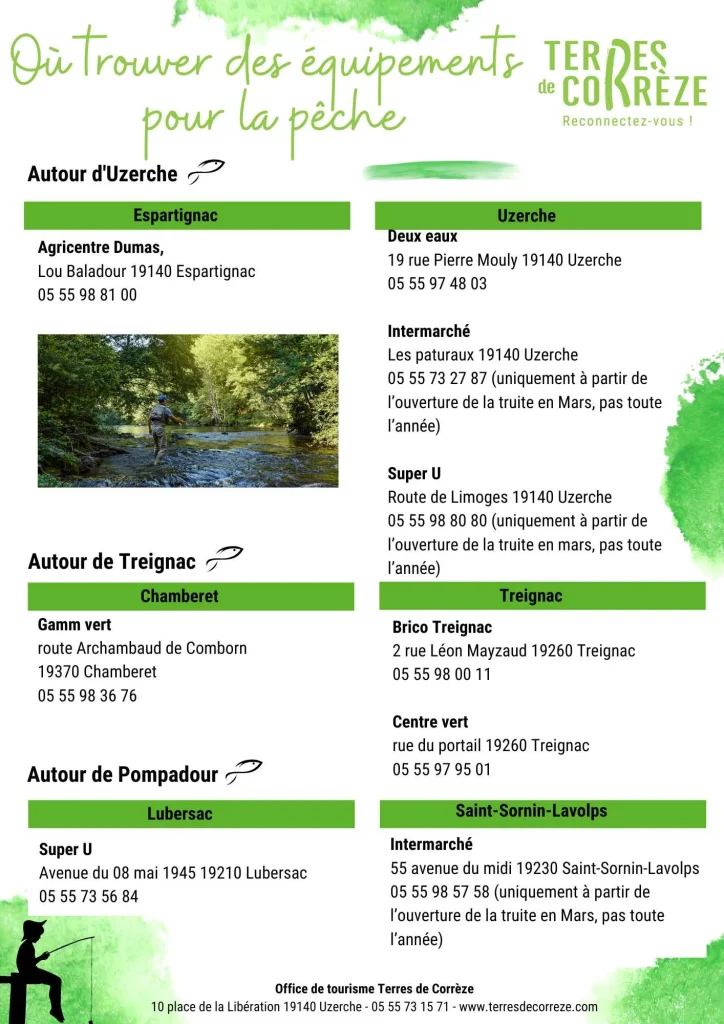instalaciones de pesca en Terres de Correze