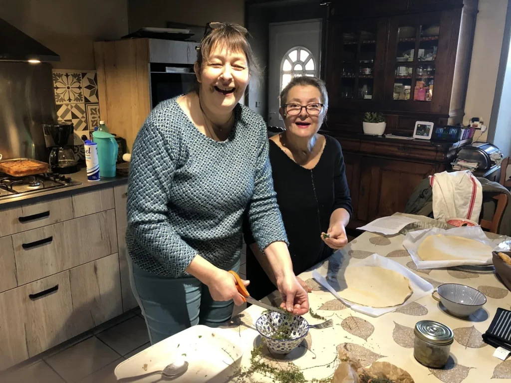 Sandrine Commagnac et Régine Rossi Lagorce pour la recette de Noël diffusée sur TF1 dans le JT de 13h