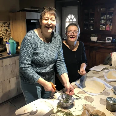 Sandrine Commagnac et Régine Rossi Lagorce pour la recette de Noël diffusée sur TF1 dans le JT de 13h